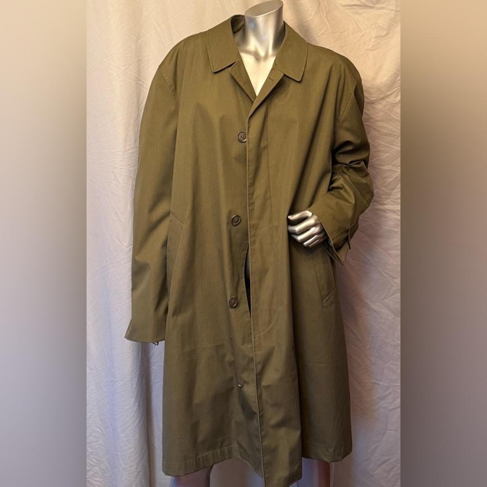 Woodward’s Vintage Woodsonia Raincoats Trench Coat Mens 46R L/XL Olive/Brown